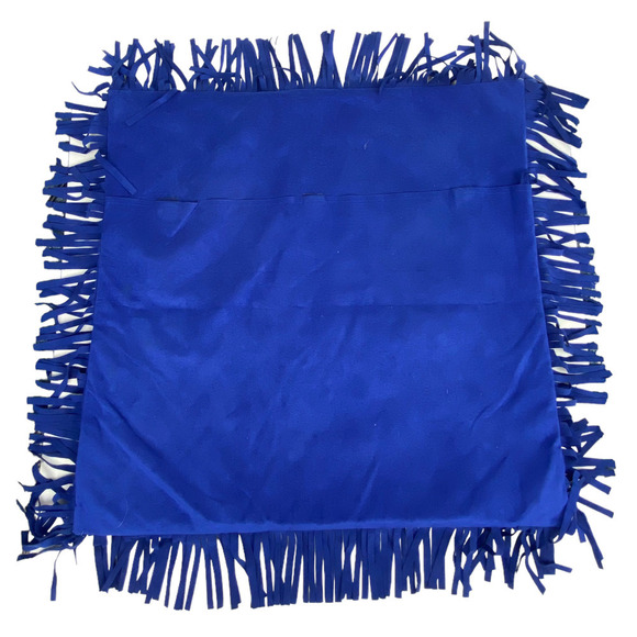 Checkerboard Maximalist Blue Pink Fringe Faux Suede Pillow Sham - Picture 2 of 3